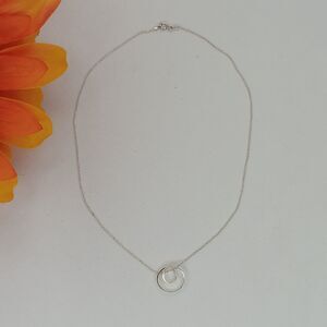 925 Sterling Silver Double Circular Infinite Loop Pendant with Chain Necklace